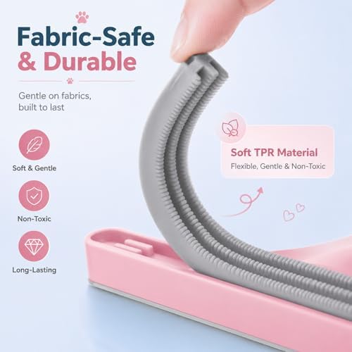 2 Pack Reusable Pet Hair Remover and Fabric Lint Scraper Set, Pink