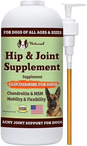 Natural Dog Company Liquid Glucosamine for Dogs, Hip & Joint Oil, Extra Strength Cartilage, Joint Supplement for Dogs, Helps Mobility, Eases Occasional Stiffness, Glucosamine Chondroitin, 32 oz.