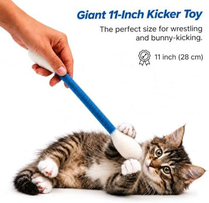 Glaciart One XXL Swabs Cat Toys with Catnip - 2 Pk | Durable for Chew, Cute Cat Toys Interactive Kitty for Boredom, Exercise, & Play | Filled w/Organic Catnip for Anxiety & as Digestive Aid