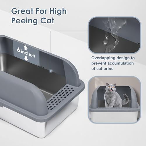 Suzzipaws XL Enclosed Stainless Steel Cat Litter Box for Big Cats