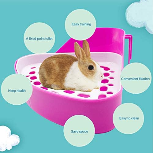 kathson Triangle Potty Trainer Corner Bunny Toilet Guinea Pig Litter Bedding Plastic Box Pet Pan for Rabbit Chinchilla Hamster Ferret Small Animal(Pink)