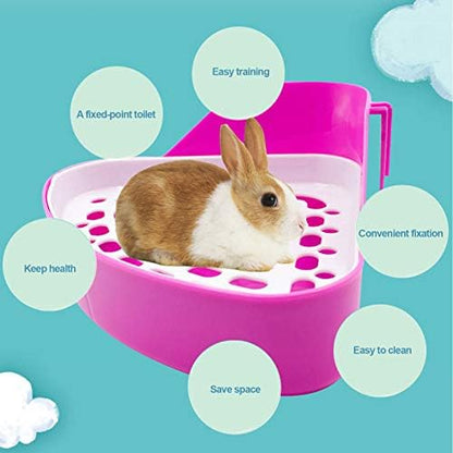 kathson Triangle Potty Trainer Corner Bunny Toilet Guinea Pig Litter Bedding Plastic Box Pet Pan for Rabbit Chinchilla Hamster Ferret Small Animal(Pink)