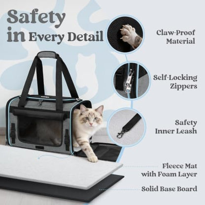 rabbitgoo Cat Carrier Soft with Rollable Flap, Travel Safe for Car Airline
