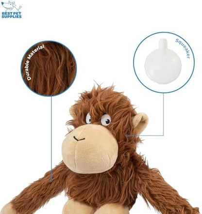 Best Pet Supplies Interactive Squeaky Dog Chew Toy, Ideal Dog Toys for Chewers, Small, Medium & Large Dogs, and Fetch Lovers - O-Hug-Atan (Brown), Large