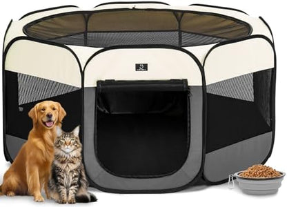 A 4 Pet 50.39-in Dog Playpen, Small Dogs & Puppies, Grey+Beige