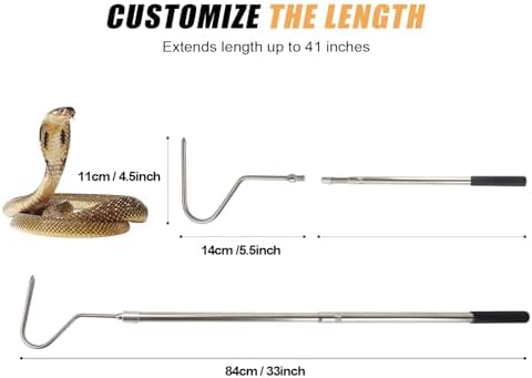 Snake Hook, Stainless Steel Extensible Snake Grabber Tool 33 inch