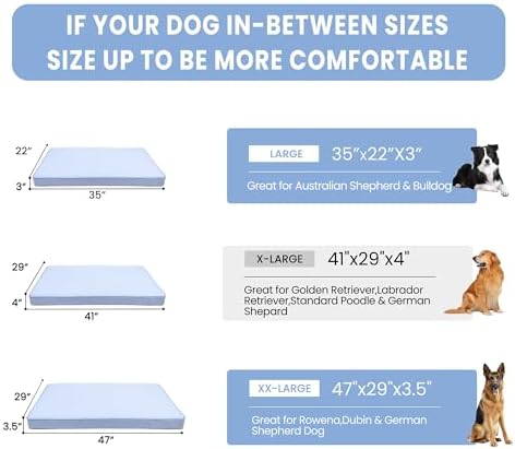 Cooling Dog Bed for Large Dogs, Orthopedic Memory Foam Pet Bed for Crate with Removable Washable Cover,Ideal for Arthritic Dogs (Cooling Fabric, X-Large-41"x 29" x 4")