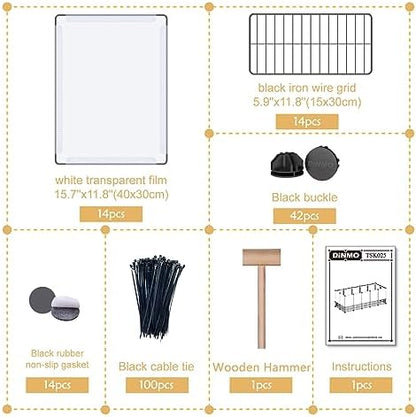 DINMO 28 Panels Bunny Playpen, Iron Net Bottom, 61.4" L x 25.4" W x 22.3" H