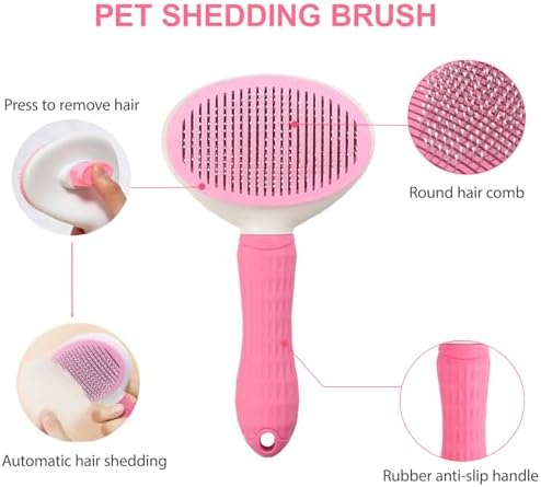 6PCS Pink Dog Washing Kit with Brush, Scrubber, Gloves, Towel & Bag
