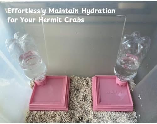 Pack of 2 Self-Refilling Hermit Crab Pools with Salt Marking – 110x110mm （4.5x4.5 in） Hermit Crab Water Bowl, Dishes Ideal for Small Pets – Easy to Use, Durable & Tip-Proof Dish (Cherry Blossom Pink)