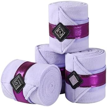 Horse Polo Wraps Upgrade with Bling Leg Wraps for Horses 4-Pack Fleece Leg Wraps Stable Supplies-Lavender L