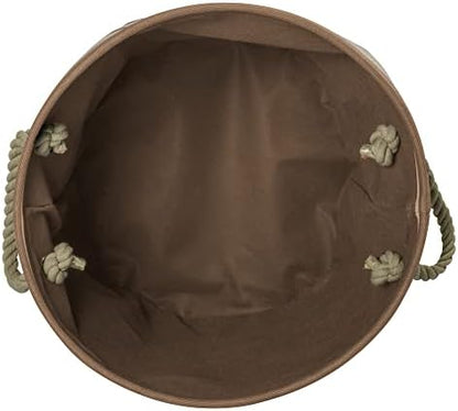 Bone Dry Pet Storage Collection Striped Paw Patch Bin, Medium Round, Brown