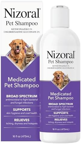 Nizoral Ketoconazole Pet Shampoo, 16 Oz, Chlorhexidine, Dogs & Cats
