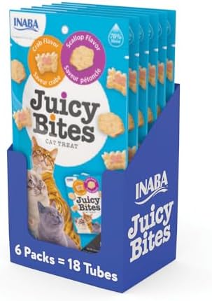 INABA Juicy Bites Chewy Cat Treats, Scallop Crab Flavor, 18ct