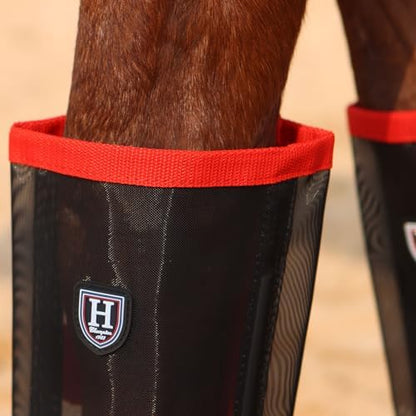 Harrison Howard Loose-Fitting Horse Fly Leggings Breathable, Tear-Resistant Fine Mesh Leg Guards Stay-on Comfortable Fly Boots (Set of 4)