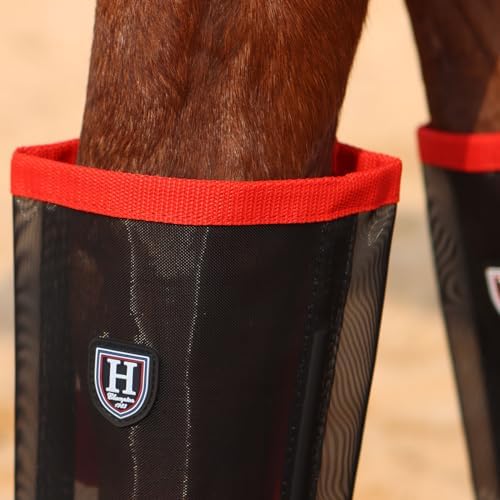 Harrison Howard Loose-Fitting Horse Fly Leggings Breathable, Tear-Resistant Fine Mesh Leg Guards Stay-on Comfortable Fly Boots (Set of 4)