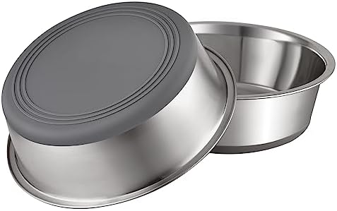 PEGGY11 Nonslip Stainless Steel Dog Bowls, 7.6 US Cup Each, 2 Pack
