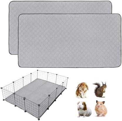 2Pack Guinea Pig Cage Liners, 42''X56'' Washable Guinea Pig Pee Pads, Non Slip Reusable Super Absorbent Guinea Pig Training Mat Bedding Fleece for Small Animals Hamster Rabbit Chinchilla Rat