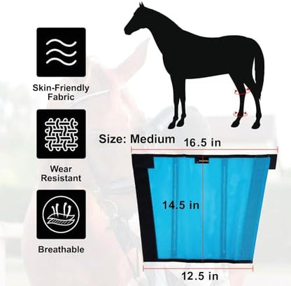 FOXLVDA Pony Fly Boots (Donkey/Mini Horse), Set of 4 - Loose Fitting Design, Breathable, Adjustable & UV Protective with Support Bars for Reduce Stomping & Leg Fatigue, 13hh-14.2hh (Blue, Medium)