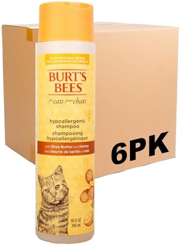 Burts Bees for Pets Hypoallergenic Cat Shampoo, Unscented, 10 Fl Oz, 6-Pk