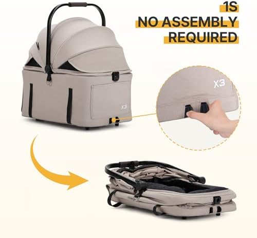 X3 3 in 1 Pet Stroller for Medium Dogs Cats Up to 55 lbs or Two Small Pets