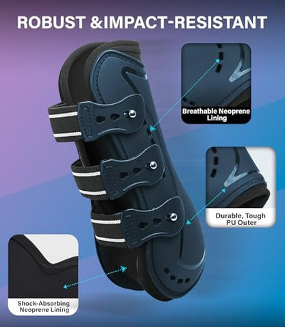 4/Pack Horse Jumping Boots, Open Front & Fetlock Boots for Jumping