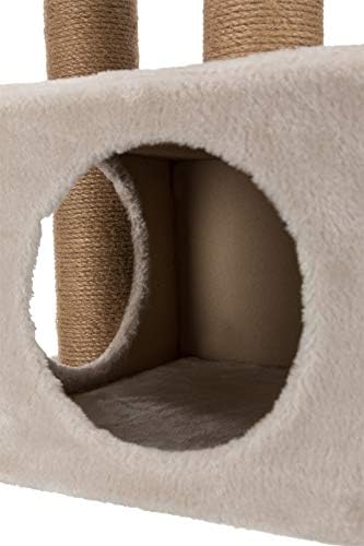 Trixie Valencia Scratching Post – Cat Tower with Sisal Posts, Condo & Dangling Toy – Compact Cat Furniture for Indoor Cats – Gray, 17.3" x 13" x 28"