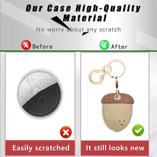 BORKUANA PU Leather Keychain Holder Protective Case Compatible with AirTag