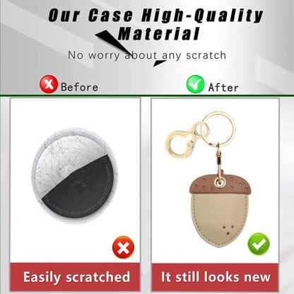 BORKUANA PU Leather Keychain Holder Protective Case Compatible with AirTag