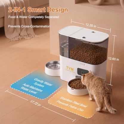 Automatic Cat Feeder and Water Dispenser, 8L WiFi Cat Dry Food Dispenser