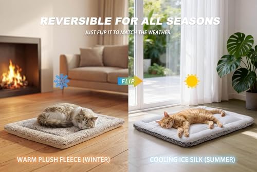 Self Warming Cat Bed, Reversible Cooling Mat for Cats, Gray, 24 x 36 Inches