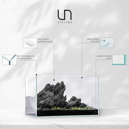 UNS Ultra Clear Rimless Tank - 16.9GAL | 64L - 15.74x15.74x15.74 | 40x40x40 CM, 6mm Glass Thickness, Leveling Mat Included - Low Iron, High Clarity Fish Tank w/ 45° Mitered Edge - [40C]