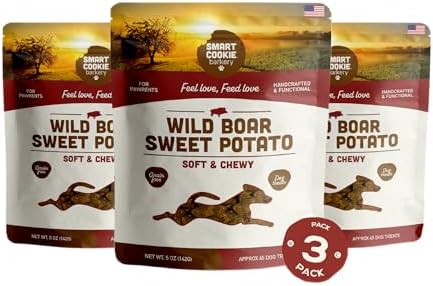 Smart Cookie Healthy Soft Dog Treats - Wild Boar & Sweet Potato - Grain Free Limited Ingredient Training Treats for Dogs with Sensitive Stomach & Allergies, Natural Novel Protein, Made in USA (5oz.)
