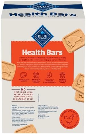 Blue Buffalo Health Bars Crunchy Dog Biscuits, Oven-Baked with Natural Ingredients, Bacon, Egg & Cheese, 3.5-lbs Box (Pack of 3)