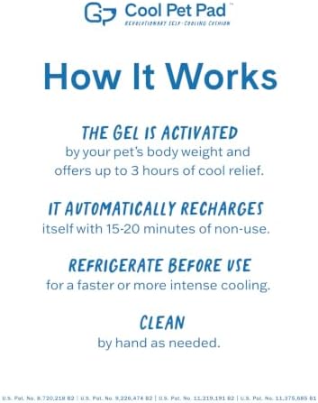 The Green Pet Shop Cool Pet Pad - Medium, Blue - Self-Cooling, Pressure Activated Mat for Dogs & Cats from 21-45 lbs - Non-Toxic Gel, No Water Needed