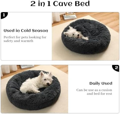 Hooded Blanket Donut Cave Bed for Small Medium Dogs and Cats