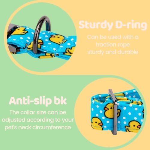 Summer Blue Rubber Duck Dog Collar with Bow for X-Large Dogs