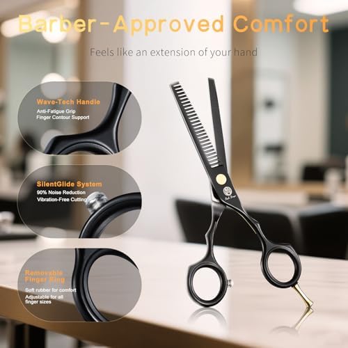 Purple Dragon 5.5 inch Hair Cutting Scissors Set with Razor - Black