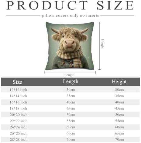 InkRain Winter Animal Cute Highland Cow Pillow Cover 20x20 Inch Set of 2 Home Decor Decorative Cotton Linen Illustration Pillowcases for Living Room House Sofa