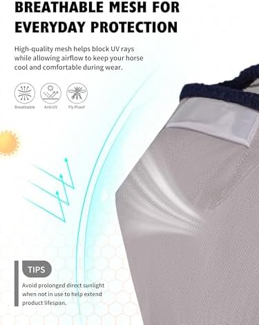 Harrison Howard Reinforced Horse Fly Mask with Mirror PVC Brow Support, Enhanced Eye Space, UV Protection Original Grey S