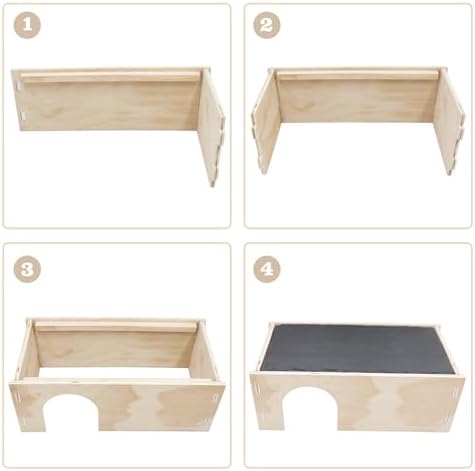 2-in-1 Bearded Dragon Basking Platform with Hideout, Slate Rocks for Reptiles with Base, Leopard Gecko Hides and Caves, Reptile Tank Accessories for Bearded Dragons, Geckos, Ball Pythons, Tortoise
