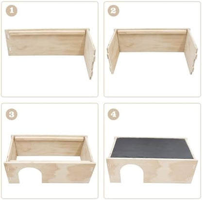 2-in-1 Bearded Dragon Basking Platform with Hideout, Slate Rocks for Reptiles with Base, Leopard Gecko Hides and Caves, Reptile Tank Accessories for Bearded Dragons, Geckos, Ball Pythons, Tortoise