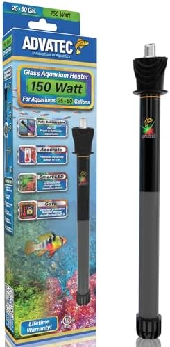 Glass Aquarium Heaters with Advanced LED Temperature Control System - for Fresh & Saltwater Aquariums (150 Watts / 25-50 Gallons)
