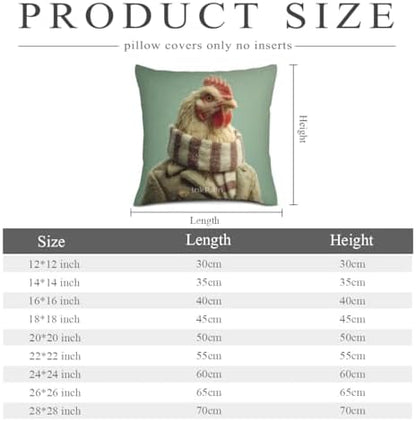 InkRain Winter Animal Cute Chicken Pillow Cover 12x12 Inch Set of 2 Home Decor Decorative Cotton Linen Illustration Pillowcases for Living Room House Sofa