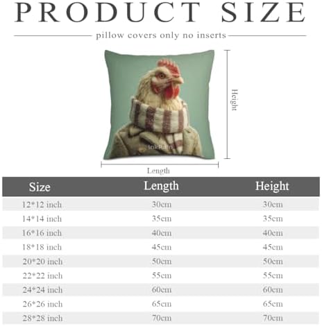 InkRain Winter Animal Cute Chicken Pillow Cover 18x18 Inch Set of 2 Home Decor Decorative Cotton Linen Illustration Pillowcases for Living Room House Sofa