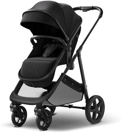 Mompush Wiz 2-in-1 Bassinet Stroller Reversible Seat, One-Hand Fold, Black