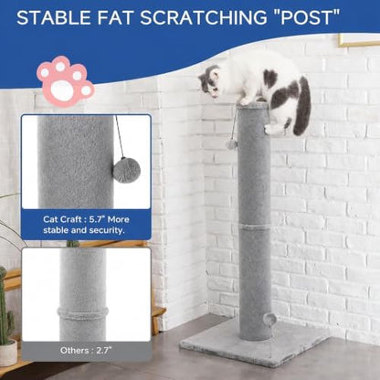 Cat Craft 41" Tall Cat Scratching Post for Large Cats, Light Grey