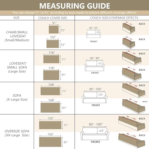 MYSKY HOME Couch Cover for Pets, Beige Couch Covers for 2 Cushion Couch Sofa, Sofa Slipcover Sectional L Shape Chenille Covers for Pets, Throw Couch for Dogs, Kids,71" X118"