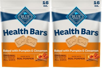 Blue Buffalo Health Bars Crunchy Dog Biscuits, Oven-Baked with Natural Ingredients, Pumpkin & Cinnamon, 16-oz Bag (Pack of 2)