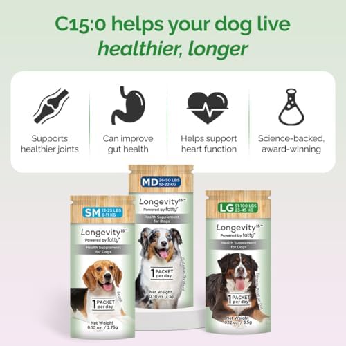Yummy Combs Longevity15 – C15:0 – Fatty Acid Health Supplement for Dogs – Healthy Pet Supplies – for Extra Large Dogs, 1 Pack